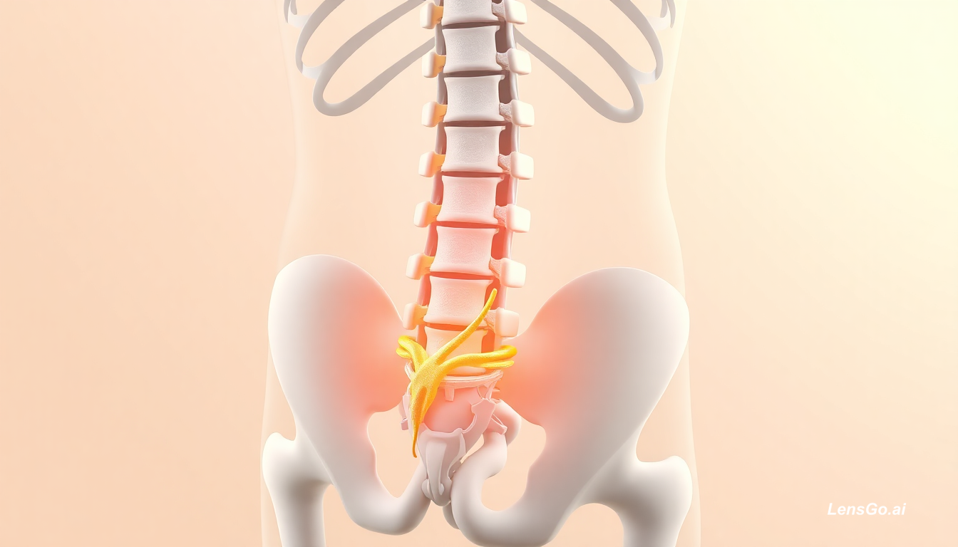 3D illustration of the lower spine and sciatic nerve
