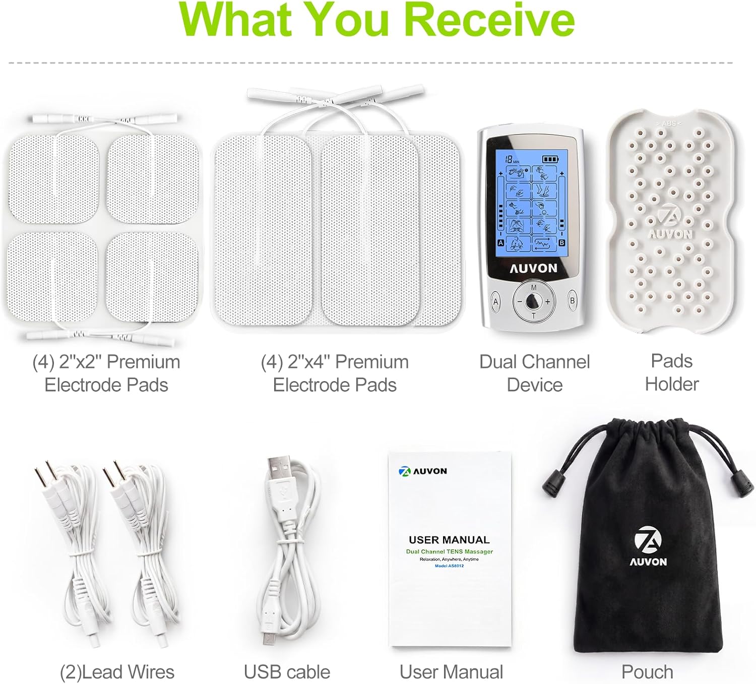 What's included in the TENS machine box